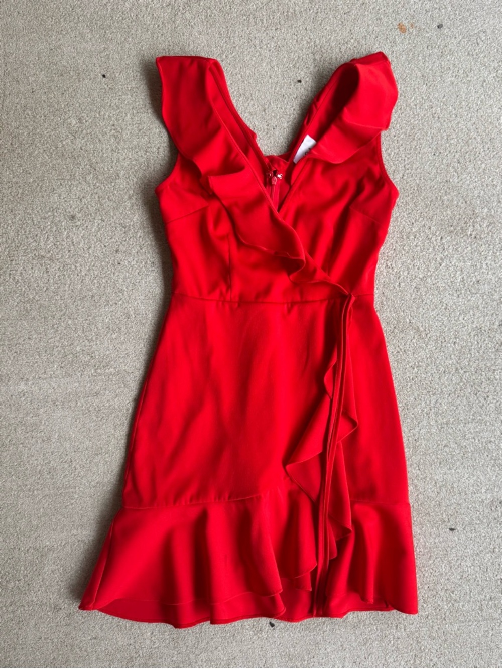 J.O.A. Red Ruffle Wrap Mini Dress - Picture 2 of 7